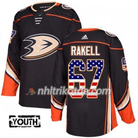 Anaheim Ducks Trikot Rickard Rakell 67 Adidas 2017-2018 Schwarz USA Flag Fashion Authentic - Kinder